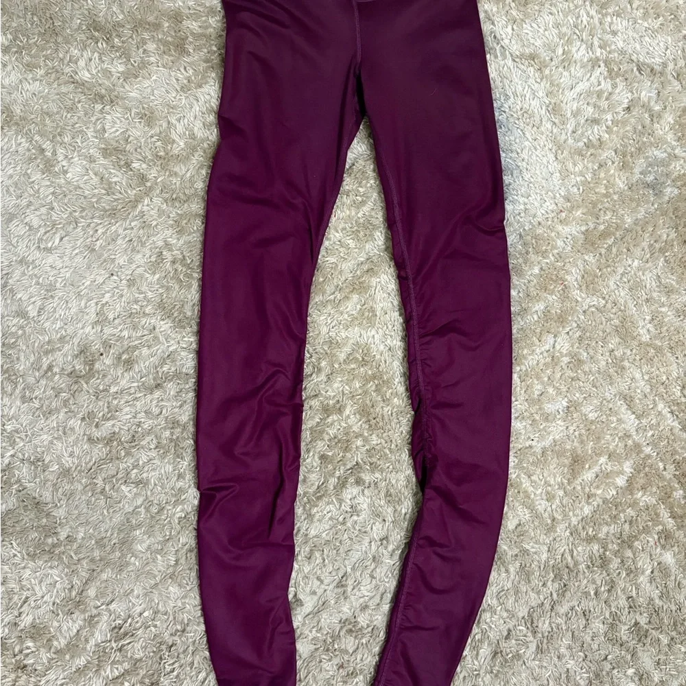 Alo Yoga Idol Leggings Purple Ruched Pocket Tight Size Small Long